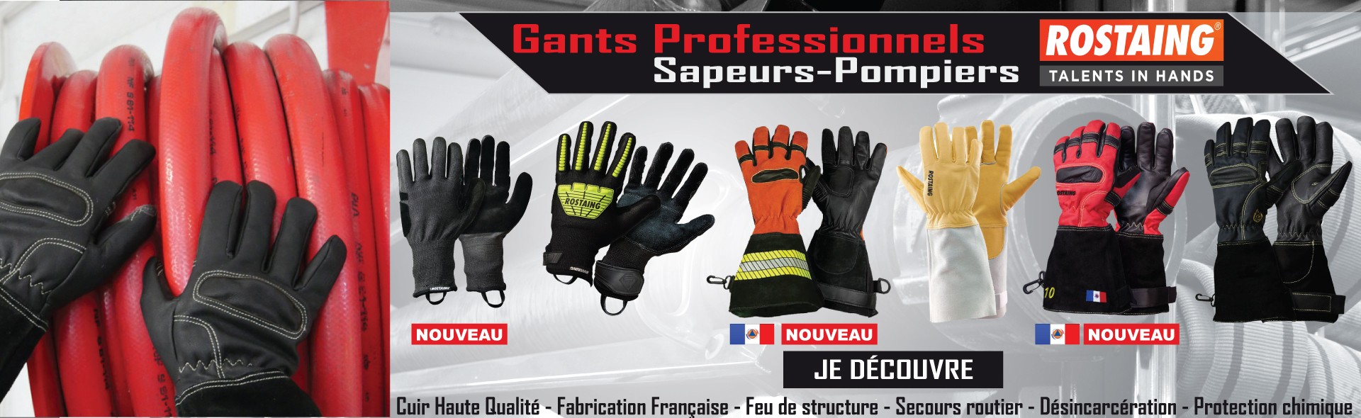 Gants Sapeurs-Pompiers Cuir version courte - Men Fire La Boutique des  Sapeurs-Pompiers